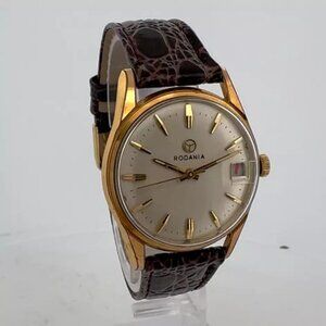 Vintage 34mm Rodania 1297B Men's Automatic Wristwatch 4007 Swiss Steel w Date